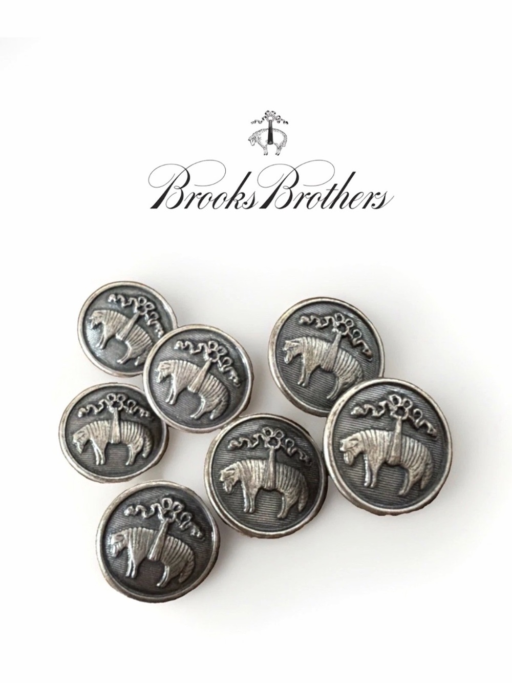 Brooks Brothers Sheep Silver Blazer Replacement Buttons 15mm - Set of 7